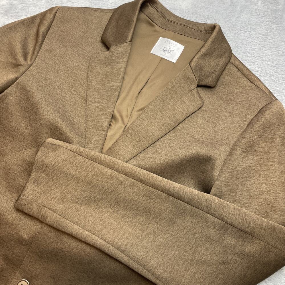 Stylus LaDarius Campbell Mens Knit Blazer S Heather Brown 2 Button Vent Stretch